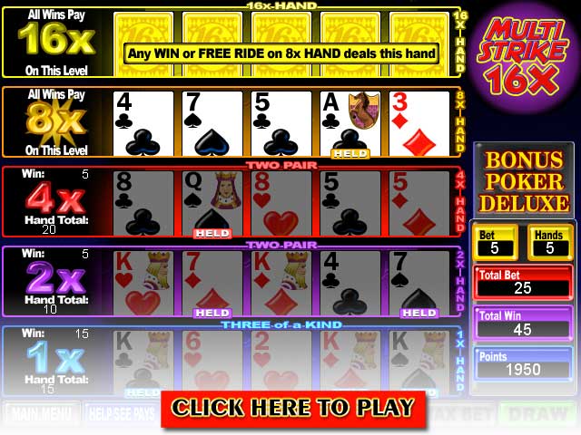 Click to Play Multi-Strike Poker Ultra Deluxe